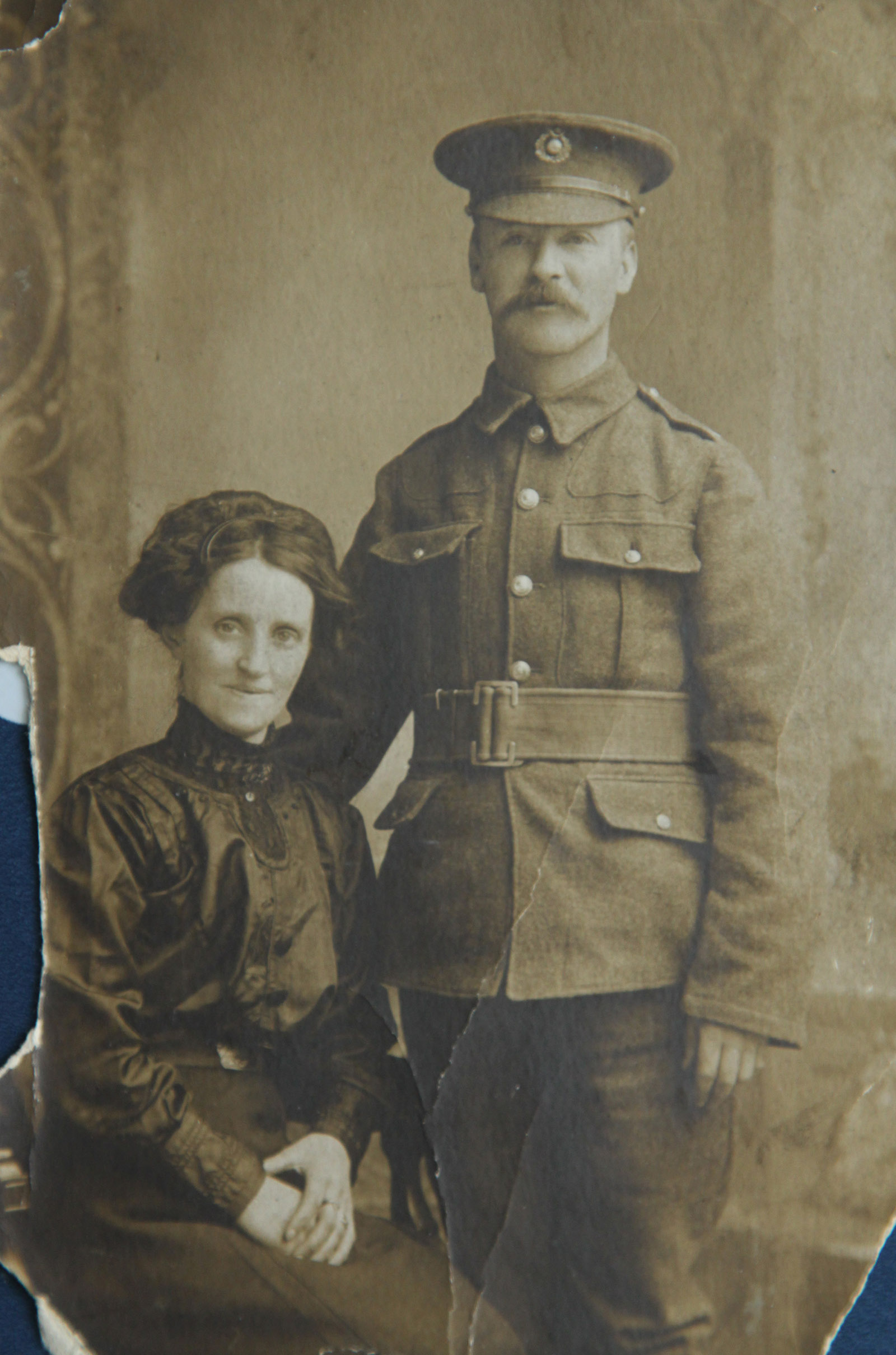 Major Wall’s great-grandfather John Jessup (Light Infantry) and wife Margaret. Tyneside, North East England, about 1914.