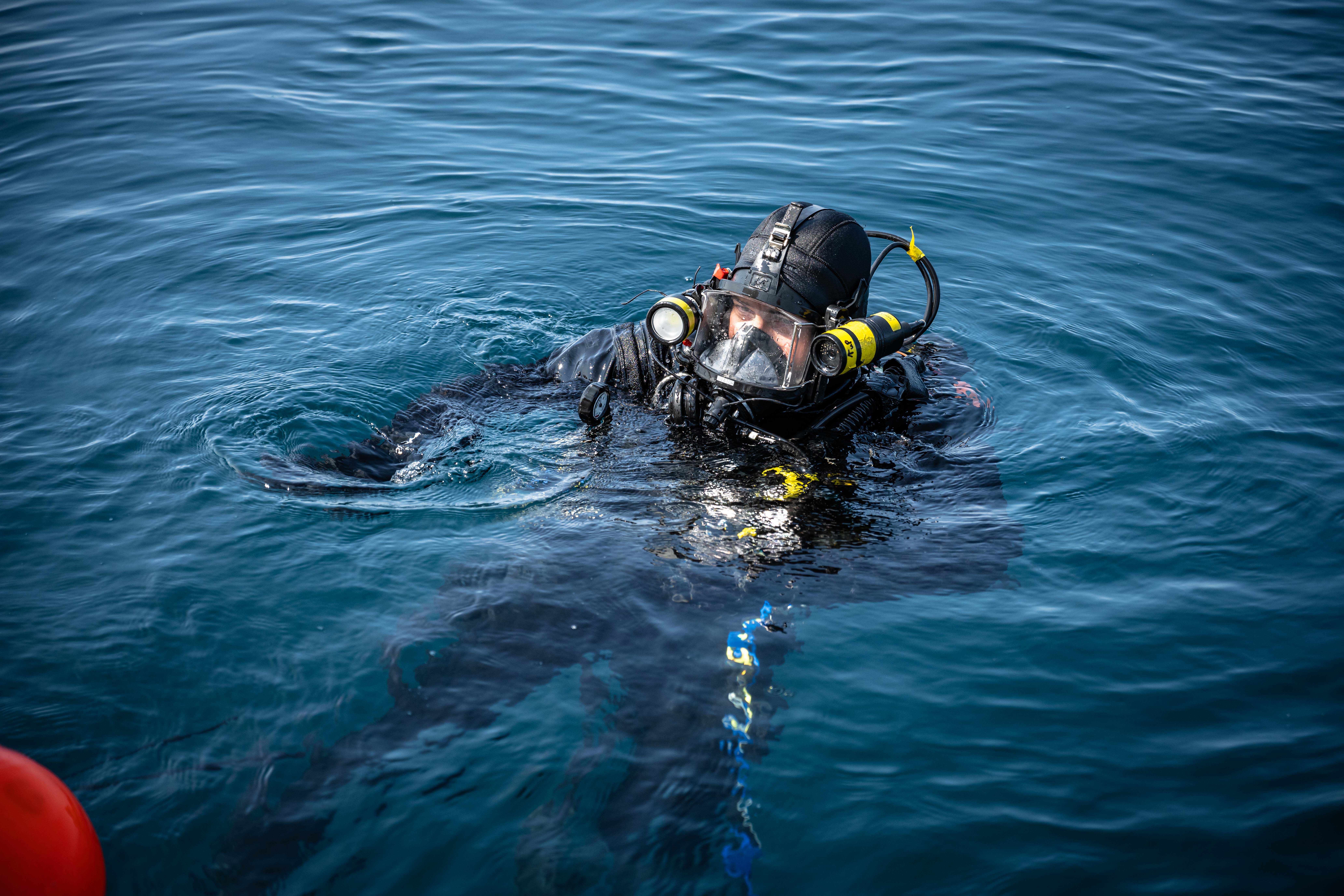 One of the divers tasked to render safe wartime shipwrecks.